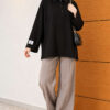 Relaxed Fit Sheer Fabric Tunic with Side Slit Details Black - Afbeelding 2
