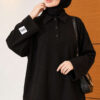 Relaxed Fit Sheer Fabric Tunic with Side Slit Details Black - Afbeelding 3