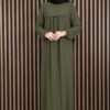 Sare Robe Detailed Modest Dress Khaki