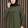 Sare Robe Detailed Modest Dress Khaki - Image 2