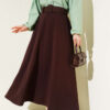 Scuba Belted Bell Skirt Brown