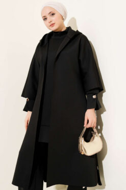 Alternative view of Scuba Long Cardigan Three-Piece Set Black