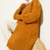 Basket Weave Knit Cardigan Mustard
