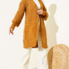 Basket Weave Knit Cardigan Mustard - Image 2