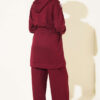 Stripe-Accented Drawstring Waist Two-Piece Set Burgundy – Bild 3