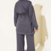 Stripe-Accented Drawstring Waist Two-Piece Set Smoke – Bild 3