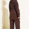 Stripe-Accented Drawstring Waist Two-Piece Set Brown - Afbeelding 3