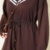 Stripe-Accented Drawstring Waist Two-Piece Set Brown - Afbeelding 4