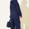 Stripe-Accented Drawstring Waist Two-Piece Set Navy Blue – Bild 3