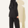 Stripe-Accented Drawstring Waist Two-Piece Set Black – Bild 3