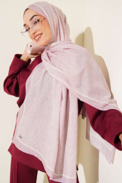 Alternative view of Striped Detailing Ethnic Pattern Shawl Lilac