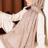 Striped Detailing Ethnic Pattern Shawl Beige – Bild 2