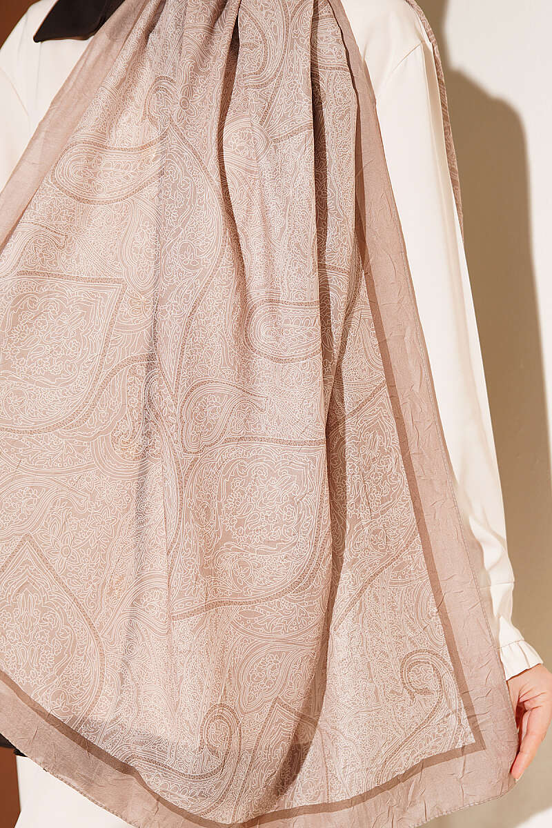 Striped Detailing Ethnic Pattern Shawl Beige – Bild 4