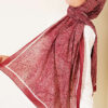 Striped Detailing Ethnic Pattern Shawl Burgundy