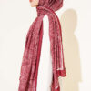 Striped Detailing Ethnic Pattern Shawl Burgundy – Bild 3