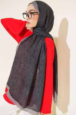 Alternative view of Striped Detailing Ethnic Pattern Shawl Smoke
