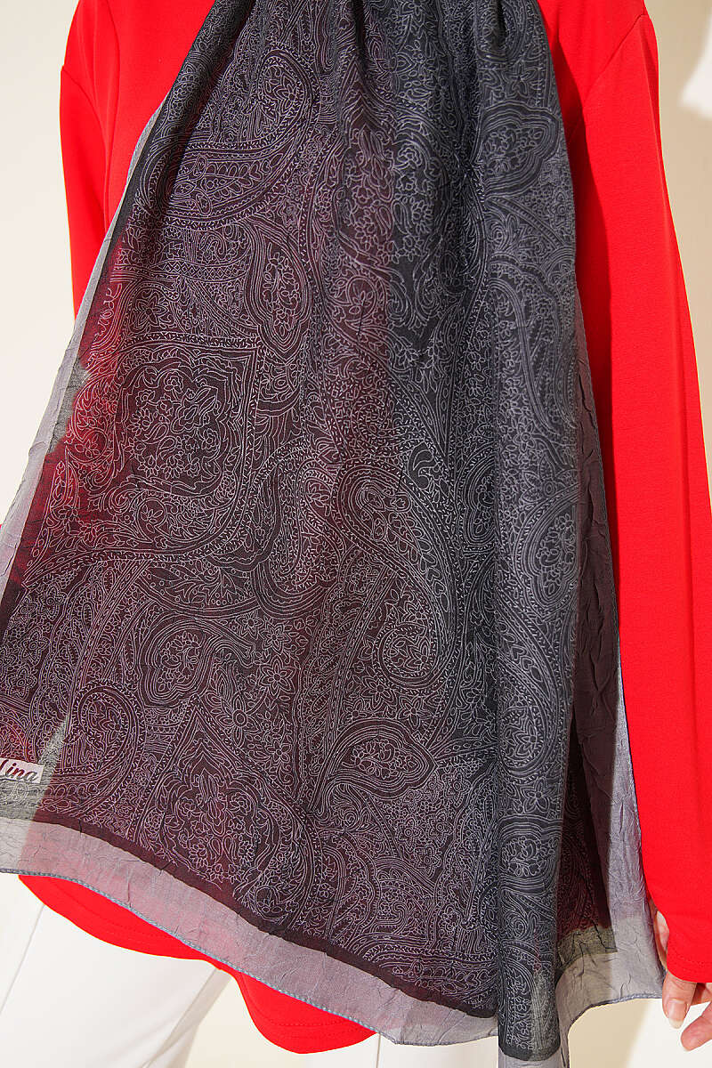 Striped Detailing Ethnic Pattern Shawl Smoke – Bild 4