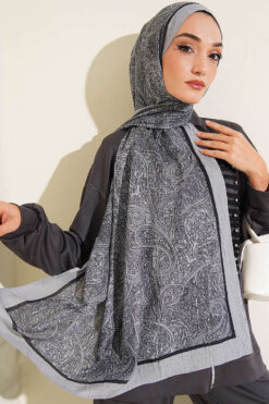 Alternative view of Striped Detailing Ethnic Pattern Shawl Grey