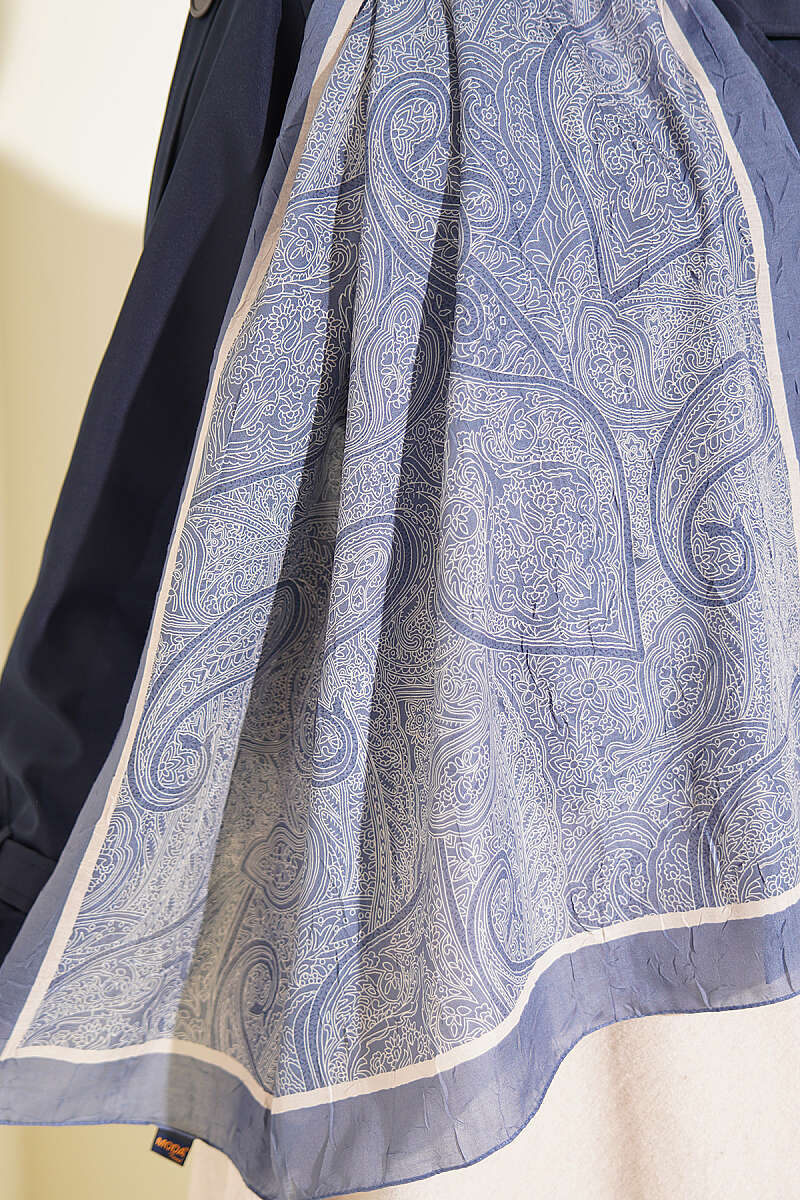 Striped Detailing Ethnic Pattern Shawl Indigo - Image 4
