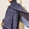 Striped Detailing Ethnic Pattern Shawl Navy Blue