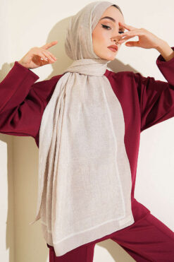 Alternative view of Striped Detailing Ethnic Pattern Shawl Stone