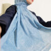 Striped Detailing Ethnic Pattern Shawl Blue