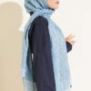 Striped Detailing Ethnic Pattern Shawl Blue - Image 3