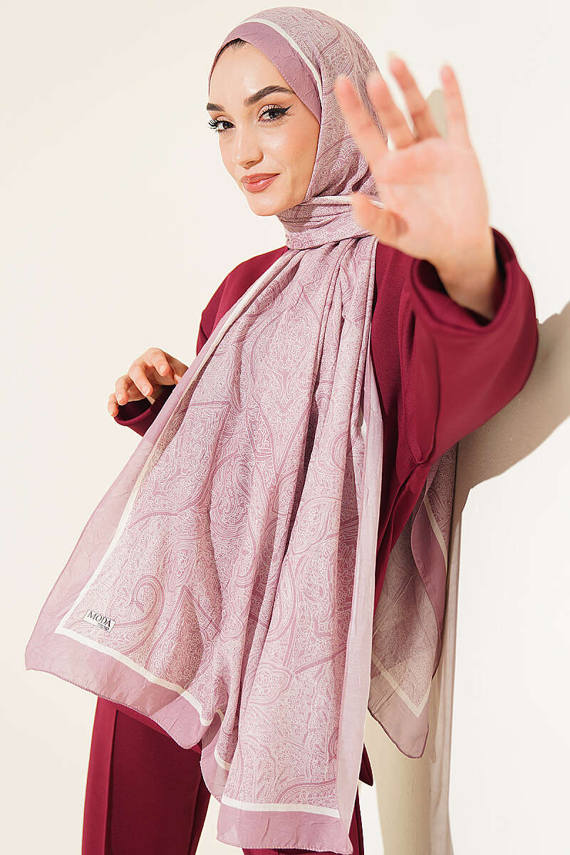 Striped Detailing Ethnic Pattern Shawl Powder Pink