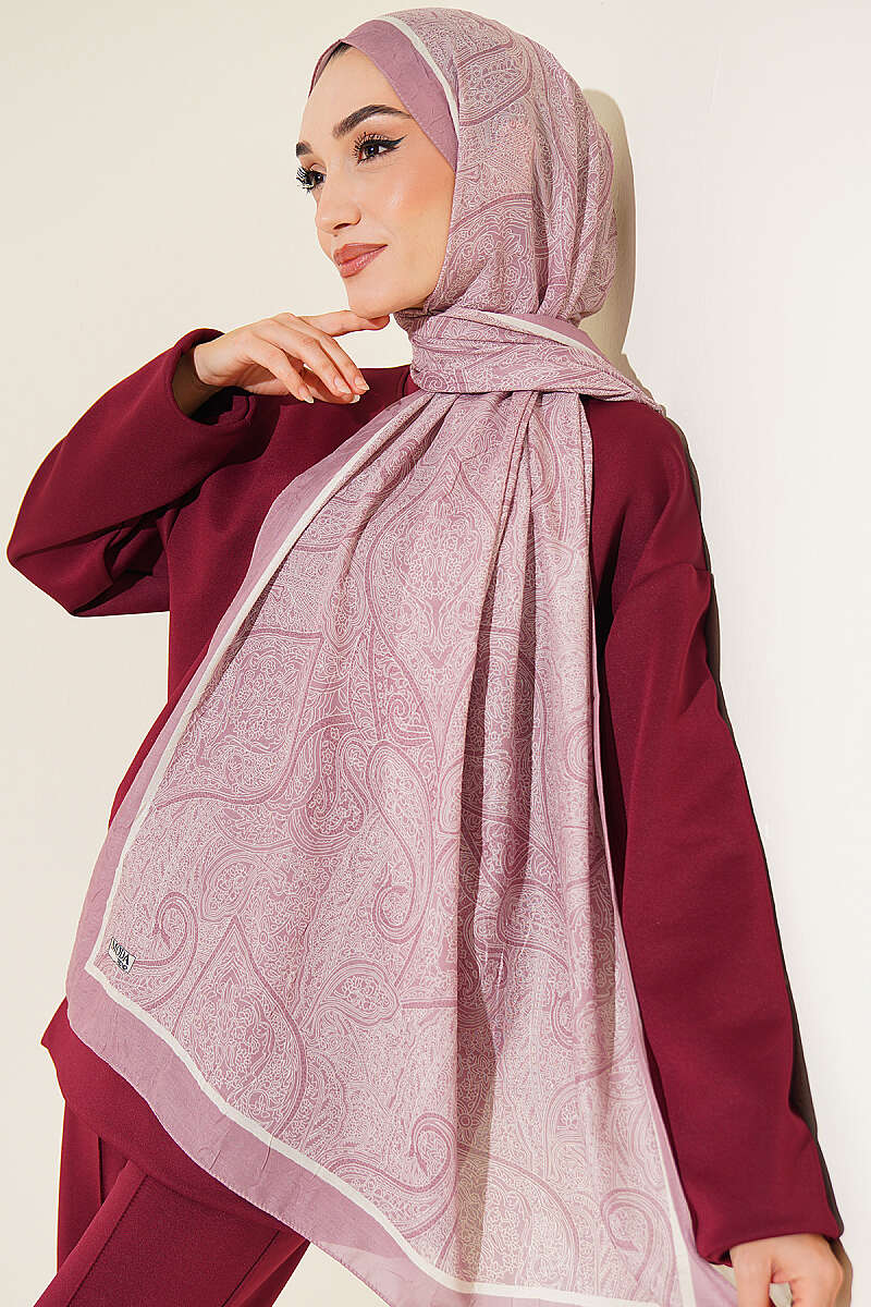 Striped Detailing Ethnic Pattern Shawl Powder Pink – Bild 2
