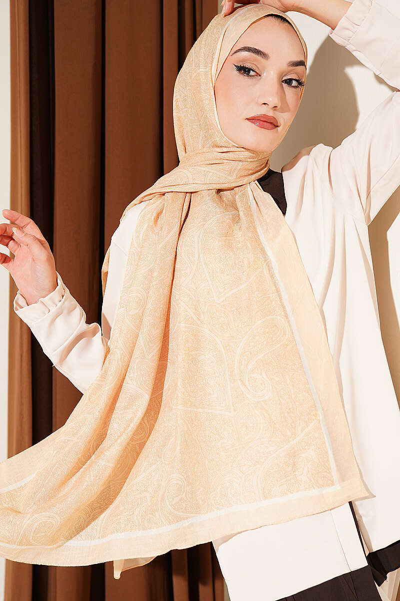 Striped Detailing Ethnic Pattern Shawl Yellow