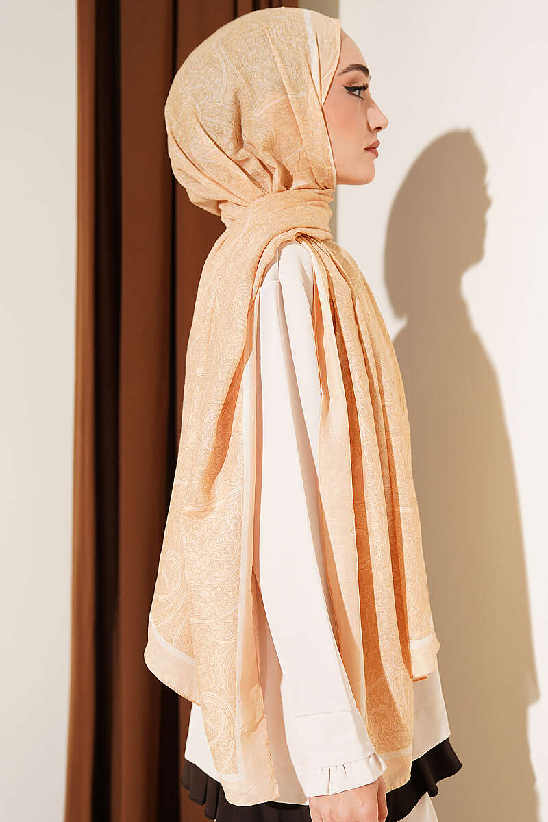 Striped Detailing Ethnic Pattern Shawl Yellow - Image 3