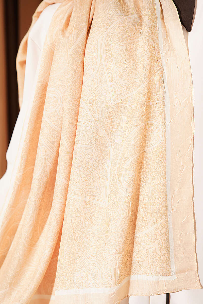 Striped Detailing Ethnic Pattern Shawl Yellow - Image 4