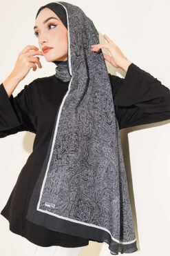 Alternative view of Striped Detailing Ethnic Pattern Shawl Black