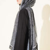 Striped Detailing Ethnic Pattern Shawl Black - الصورة 3