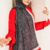 Striped Detailing Ethnic Pattern Shawl Black - Image 2