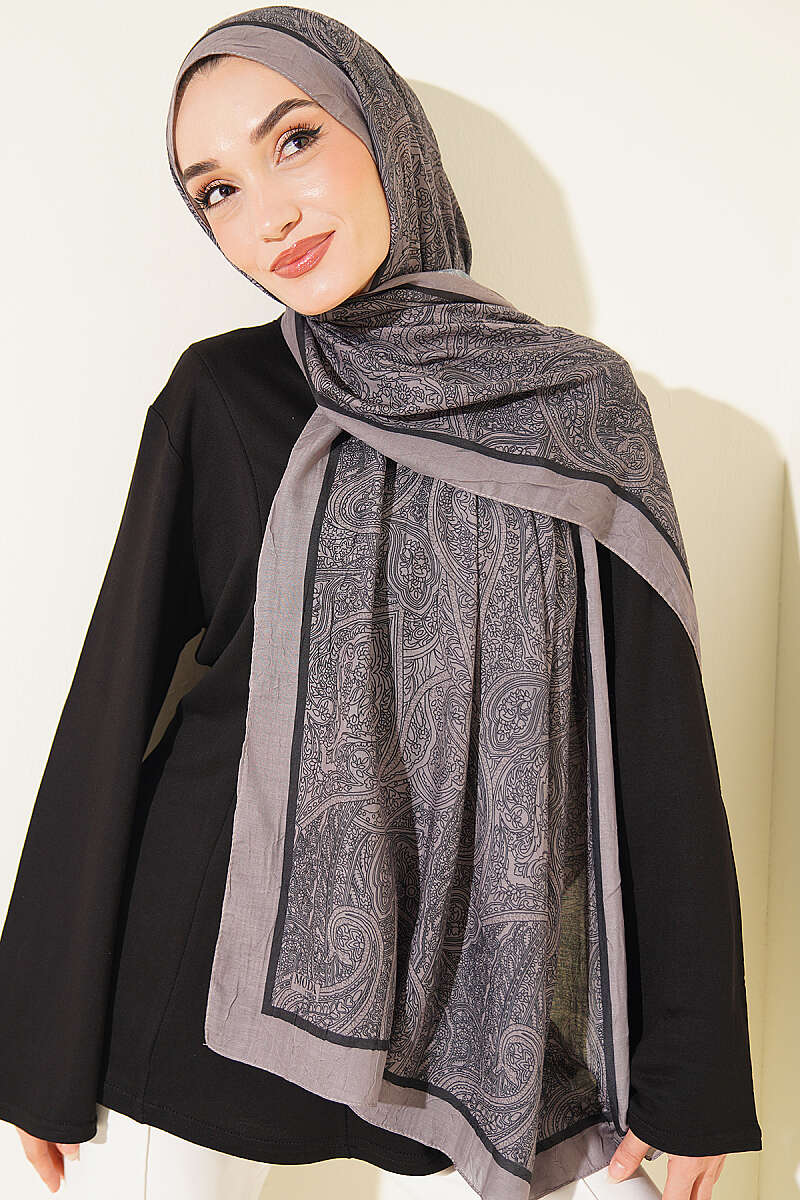 Striped Detailing Ethnic Pattern Shawl Black - immagine 2