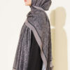 Striped Detailing Ethnic Pattern Shawl Black - immagine 3