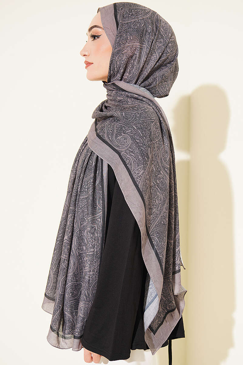 Striped Detailing Ethnic Pattern Shawl Black - immagine 3