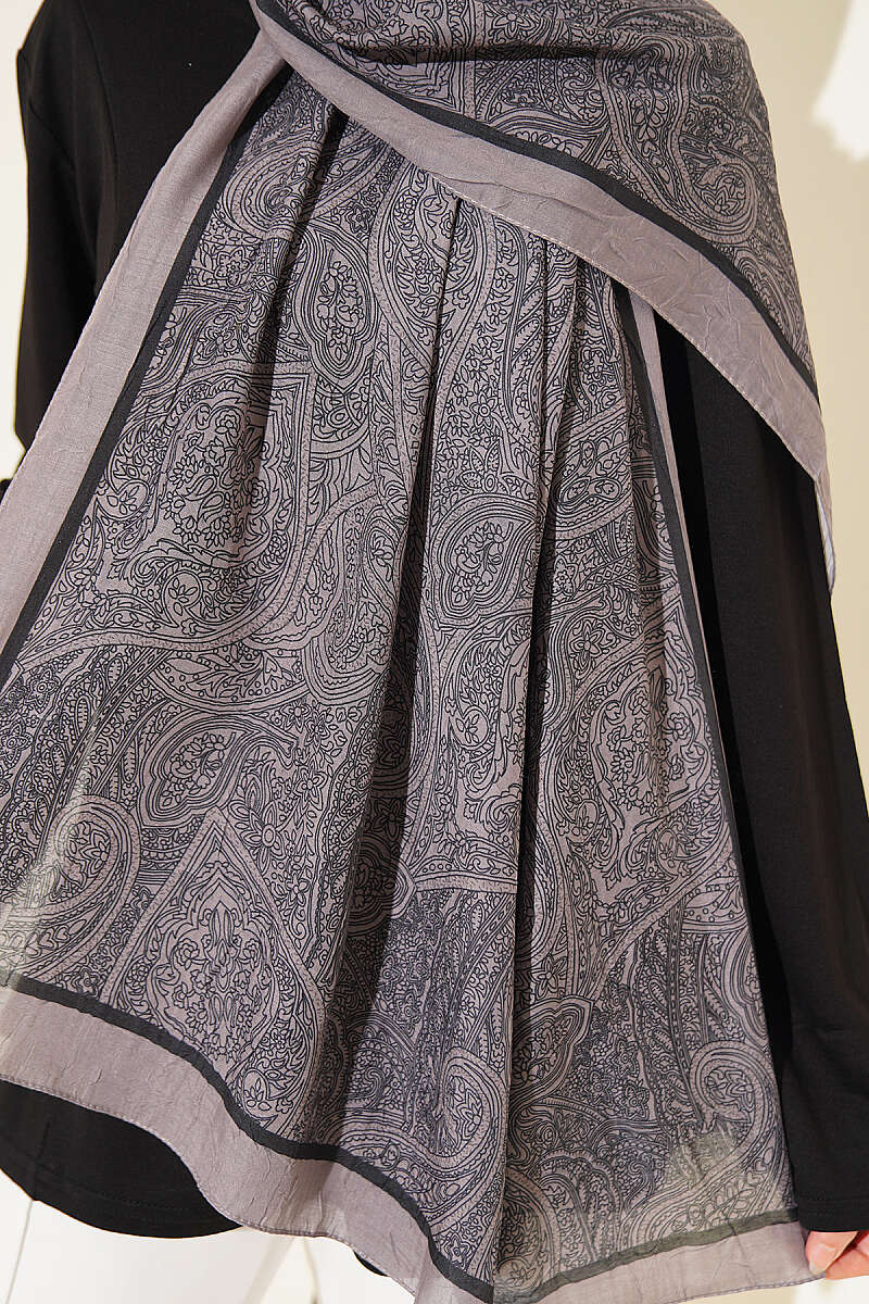 Striped Detailing Ethnic Pattern Shawl Black - immagine 4