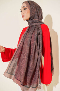 Alternative view of Striped Detailing Ethnic Pattern Shawl Brown