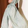 Striped Detailing Ethnic Pattern Shawl Aqua Green