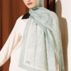 Striped Detailing Ethnic Pattern Shawl Aqua Green - immagine 2