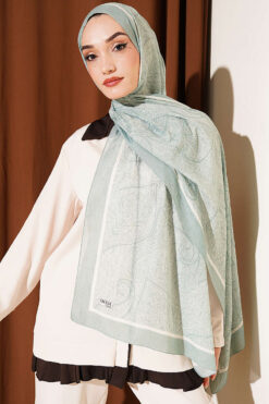 Alternative view of Striped Detailing Ethnic Pattern Shawl Aqua Green