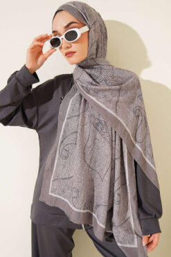 Alternative view of Striped Detailing Ethnic Pattern Shawl Mink