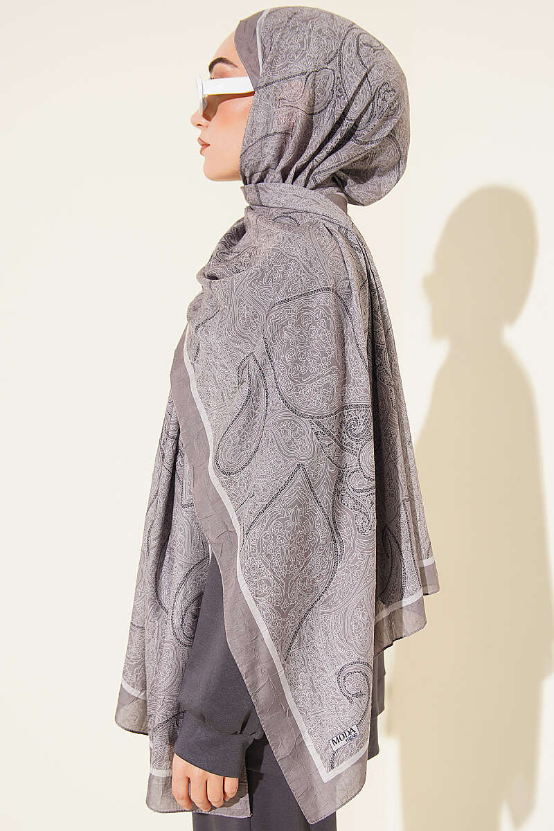 Striped Detailing Ethnic Pattern Shawl Mink – Image 3