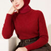 Striped Detail Knit Sweater Burgundy