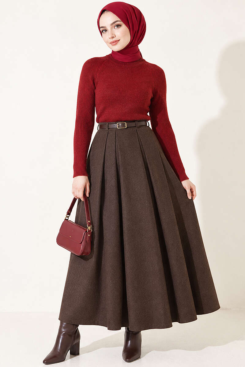 Striped Detail Knit Sweater Burgundy - Imagen 3