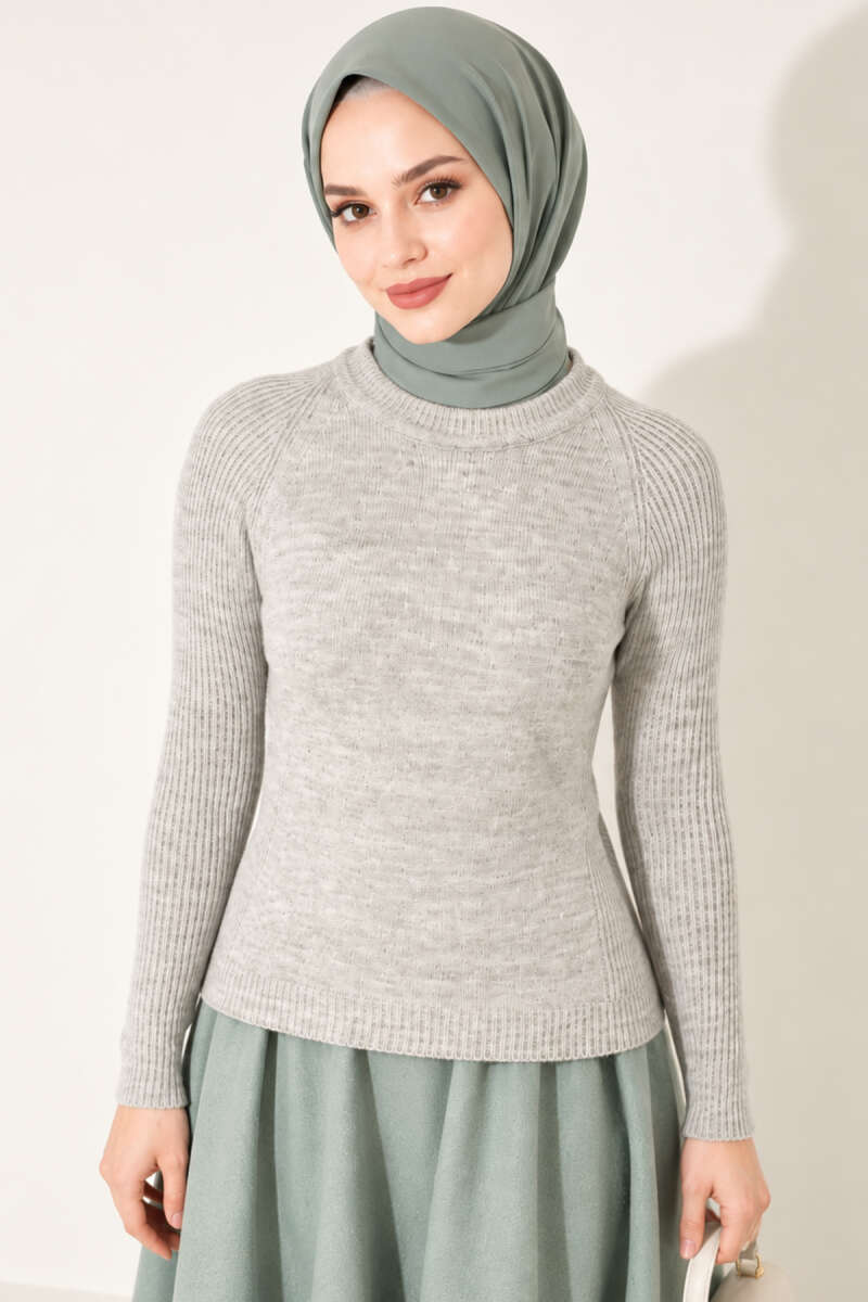 Striped Detail Knit Sweater Grey - immagine 2