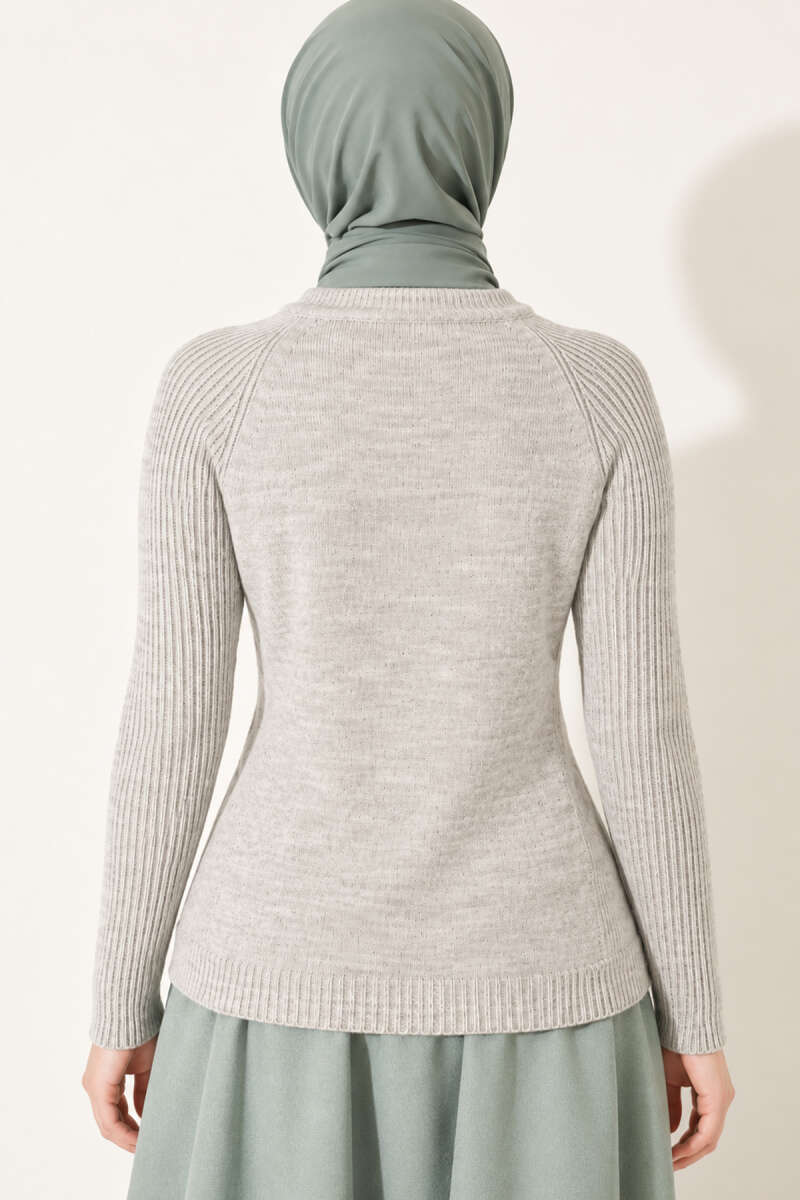 Striped Detail Knit Sweater Grey - immagine 4