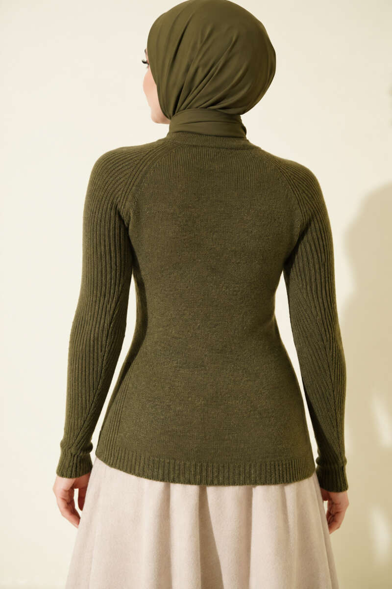 Striped Detail Knit Sweater Khaki - Afbeelding 4